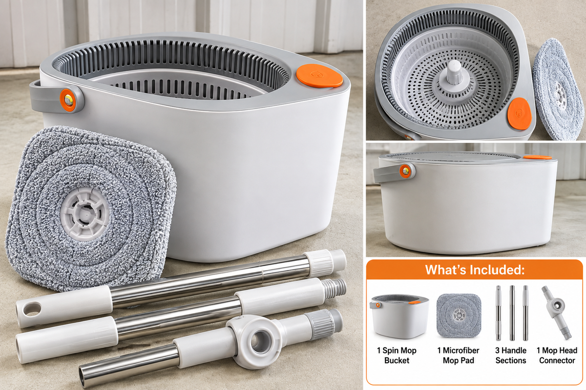 Spin Mop & Bucket Cleaning System with Microfiber Mop Pad