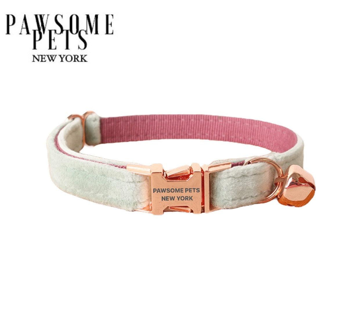 SMALL SIZE DOG & CAT COLLAR - PEA GREEN WITH PINK