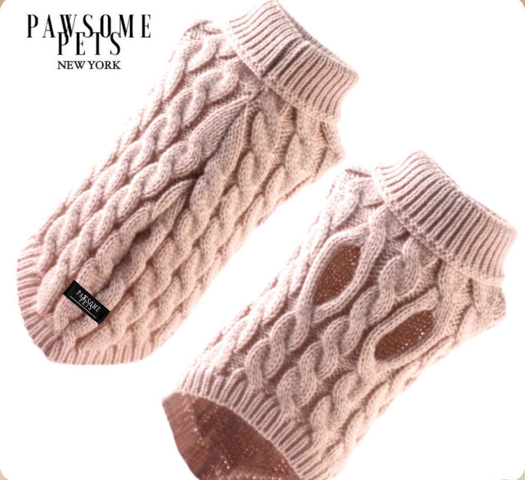 DOG AND CAT CABLE KNIT SWEATER - BEIGE