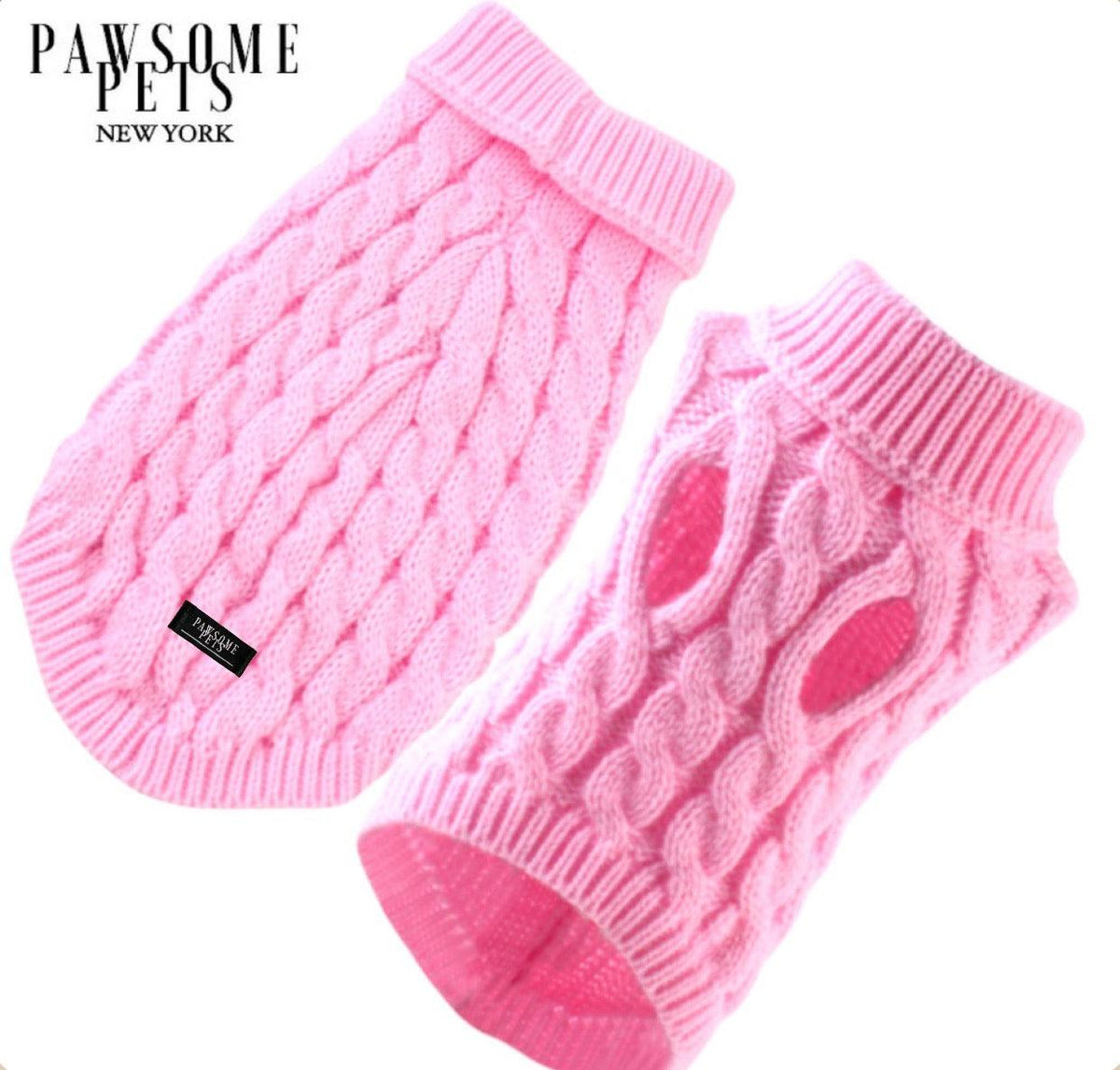 DOG AND CAT CABLE KNIT SWEATER - PINK