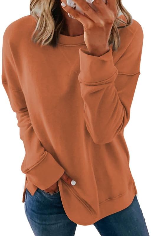 Dokotoo Women's Casual Crew Neck Sweatshirt Loose Long Sleeve Pullover Tops