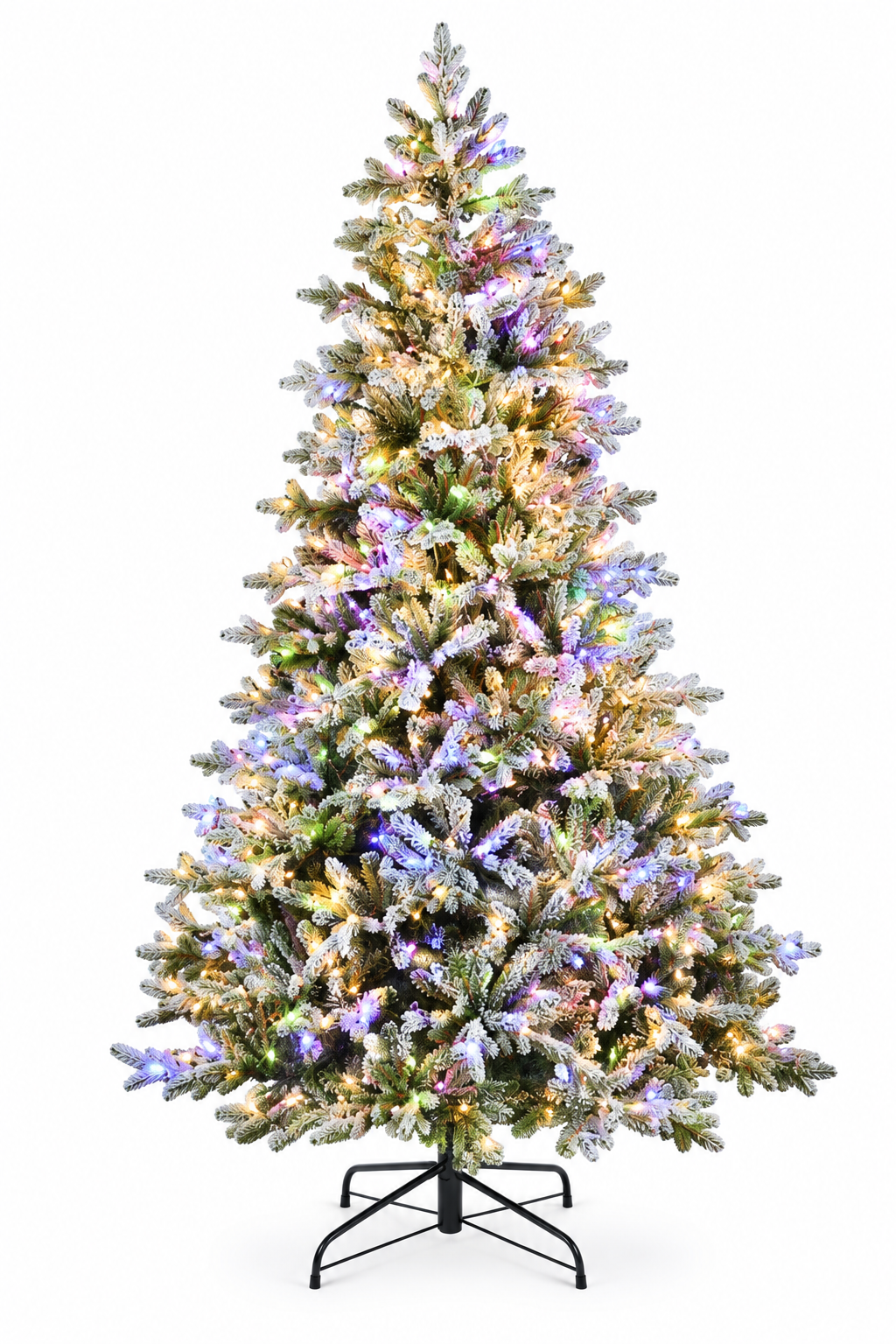 National Tree Company 7.5 Ft Feel Real Snowy Amberwood Pine Pre-Lit LED Tree