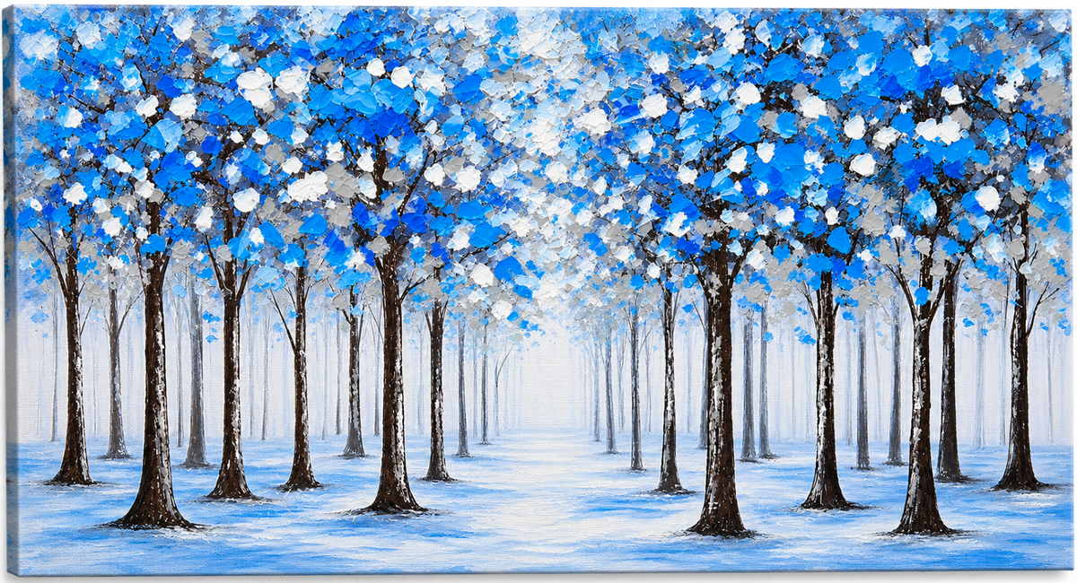 Whispers in Blue – 40" x 20" Textured Canvas Wall Art
