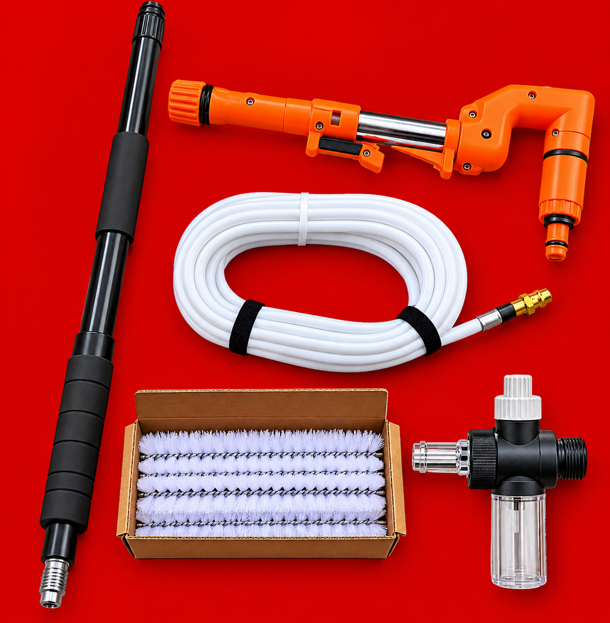 Telescopic Solar Panel Cleaning Kit – Water-Fed Extension Pole
