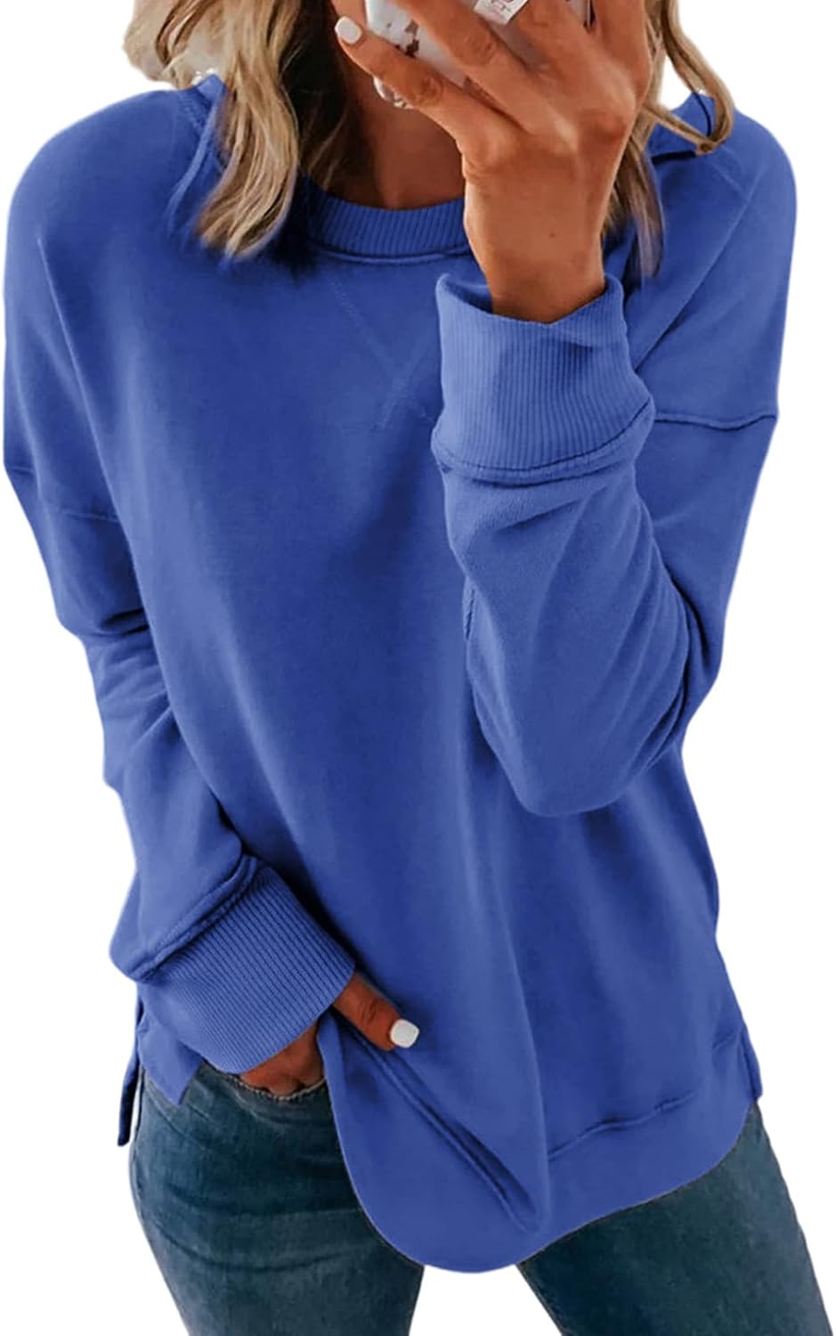 Dokotoo Women's Casual Crew Neck Sweatshirt Loose Long Sleeve Pullover Tops