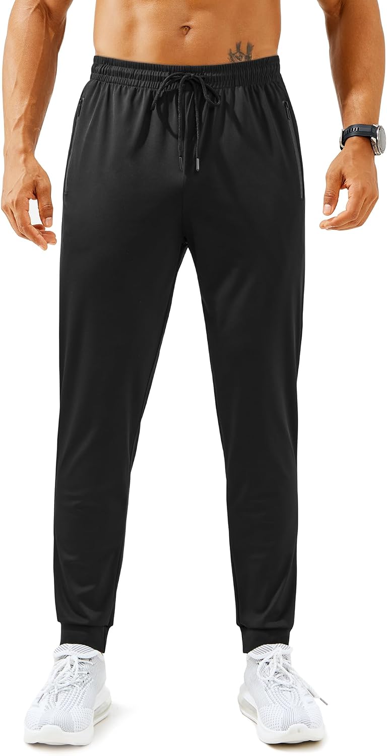Mens Sweatpants with Zipper Pockets Lightweight Athletic Joggers for Workout Running Gym Track Casual Wear