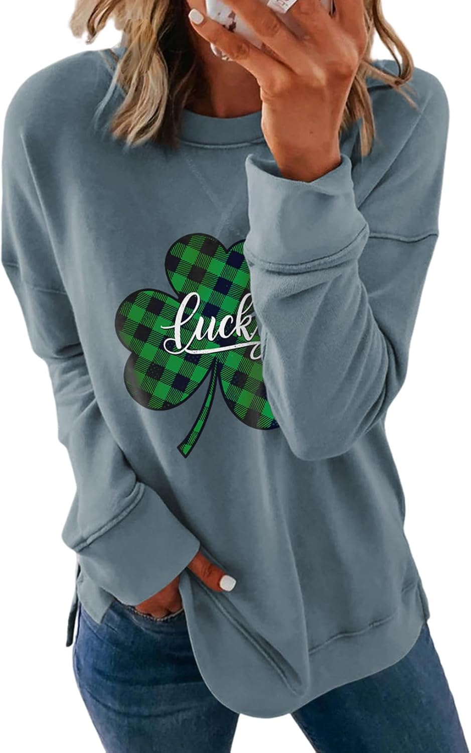 Dokotoo Women's Casual Crew Neck Sweatshirt Loose Long Sleeve Pullover Tops
