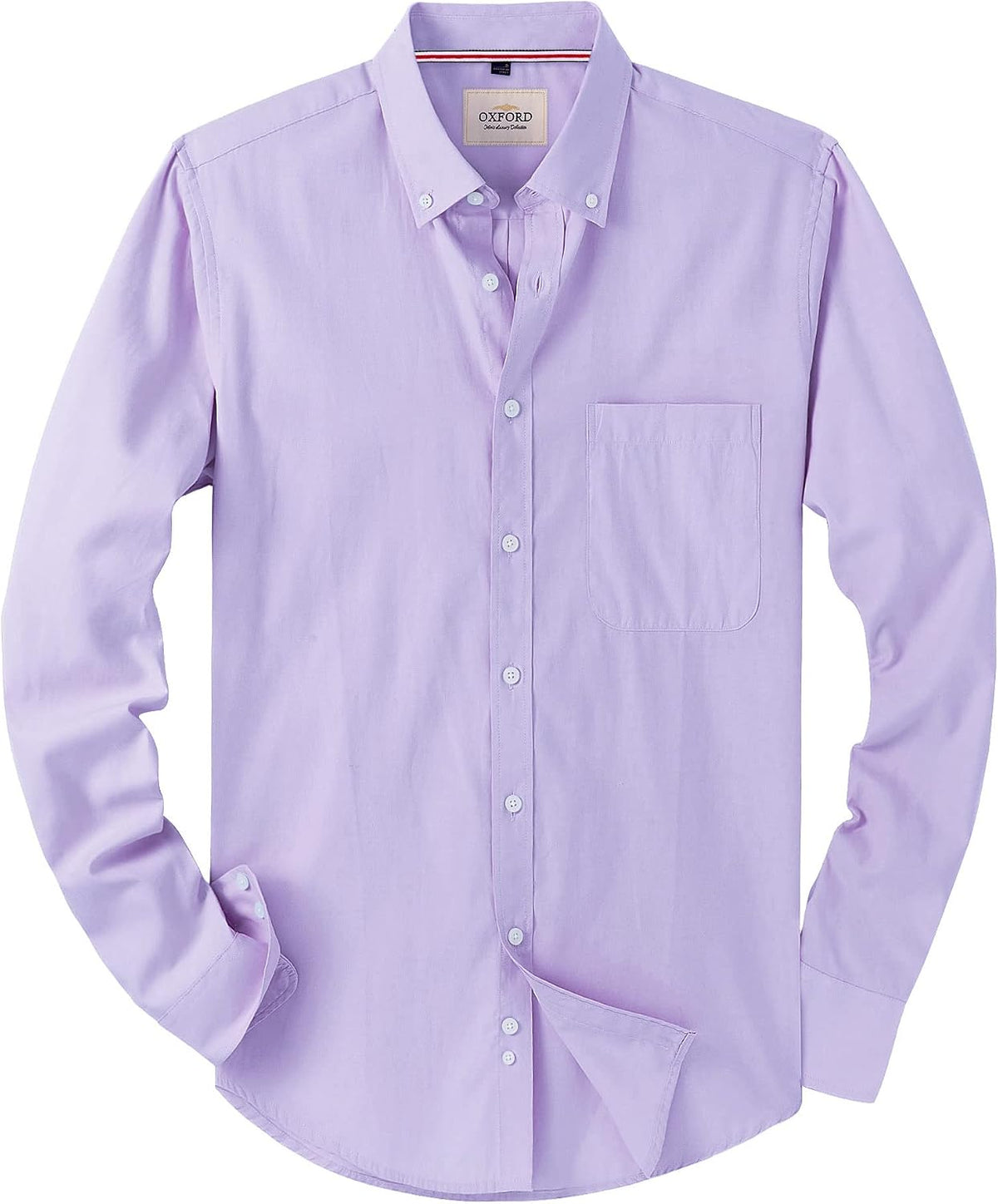 Alimens & Gentle Mens Solid Oxford Shirt Long Sleeve Dress Shirt Work Casual Button Down Shirts with Pocket