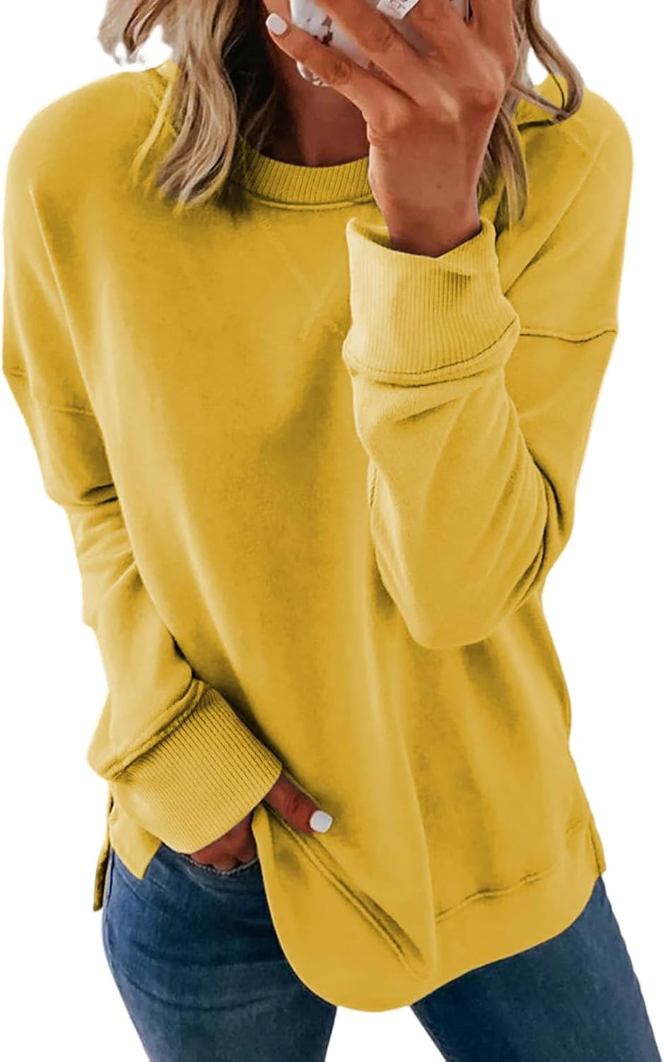 Dokotoo Women's Casual Crew Neck Sweatshirt Loose Long Sleeve Pullover Tops