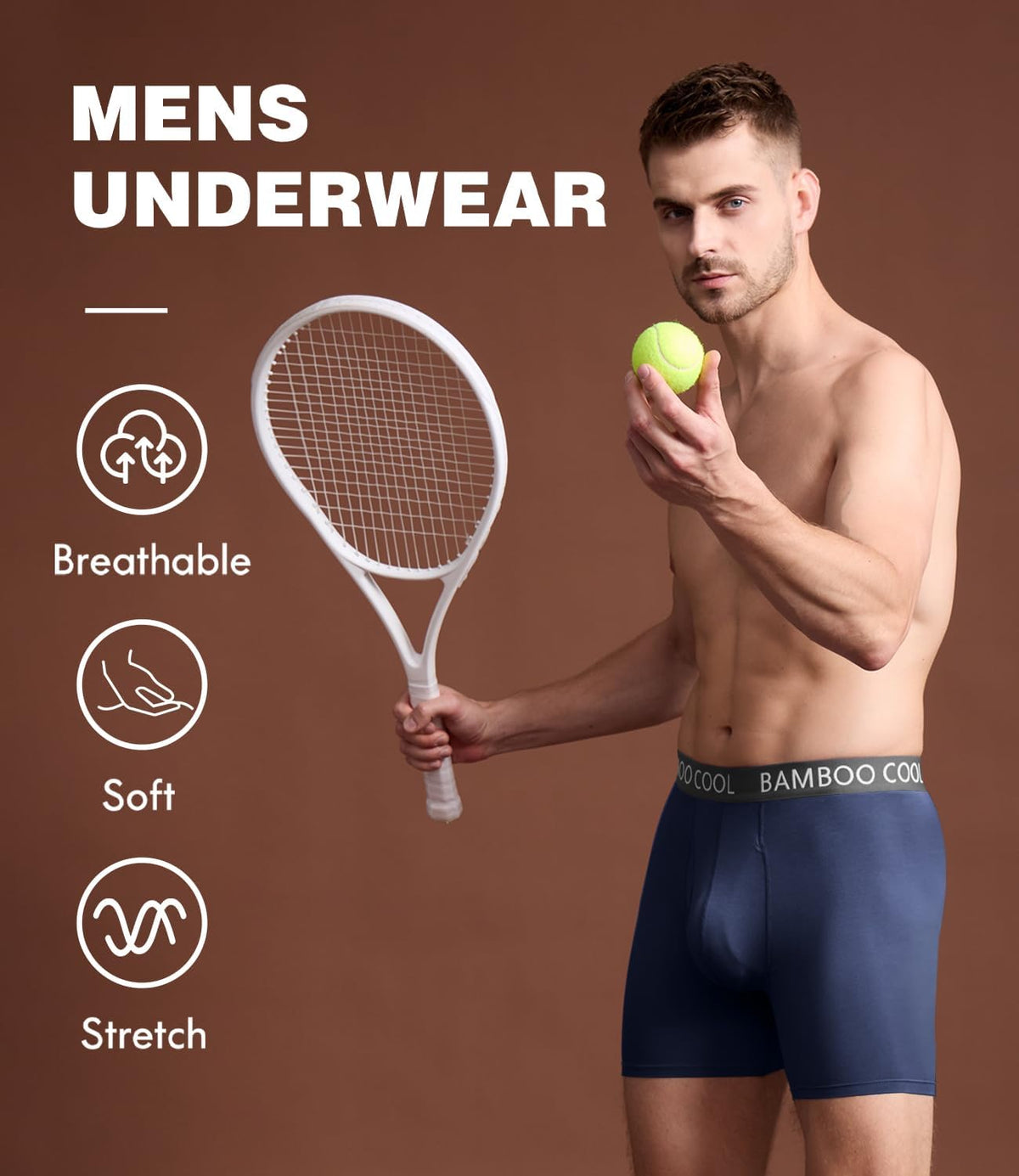 BAMBOO COOL Ultra Soft & breathable Mens Underwear Boxer Briefs Pack