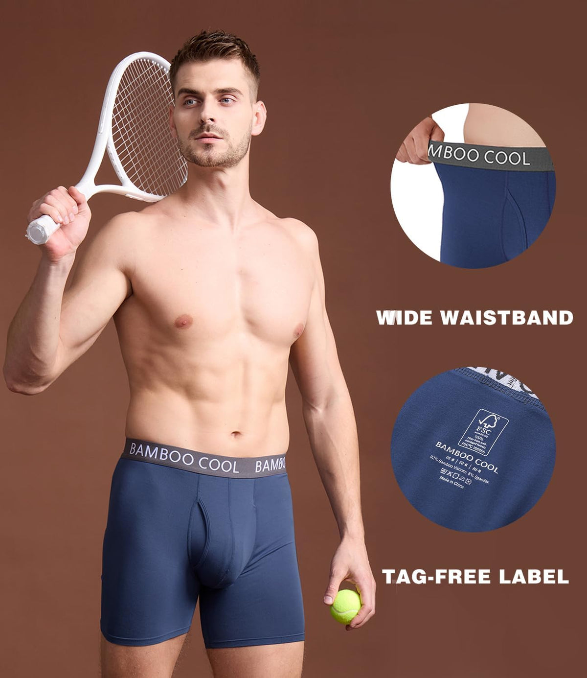 BAMBOO COOL Ultra Soft & breathable Mens Underwear Boxer Briefs Pack