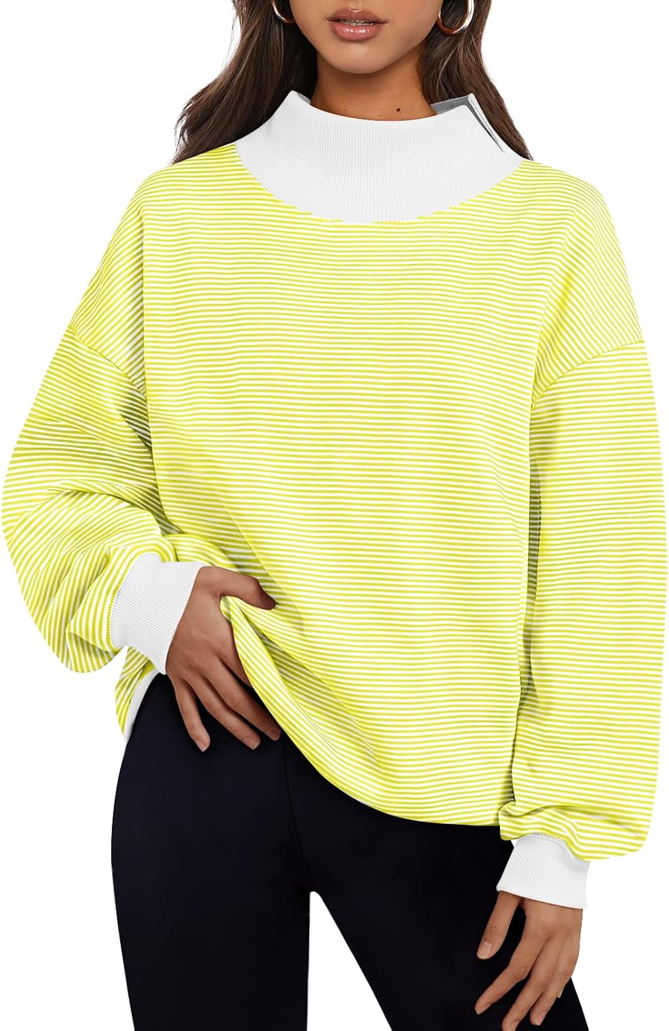 Trendy Queen Womens Mock Neck Sweatshirts Oversized Pullover Fall Outfits