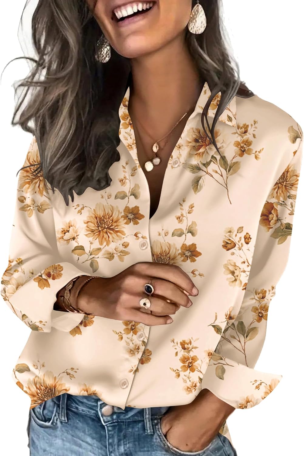 Zeagoo Satin Blouses for Women Silk Button Down Shirts Long Sleeve Tops