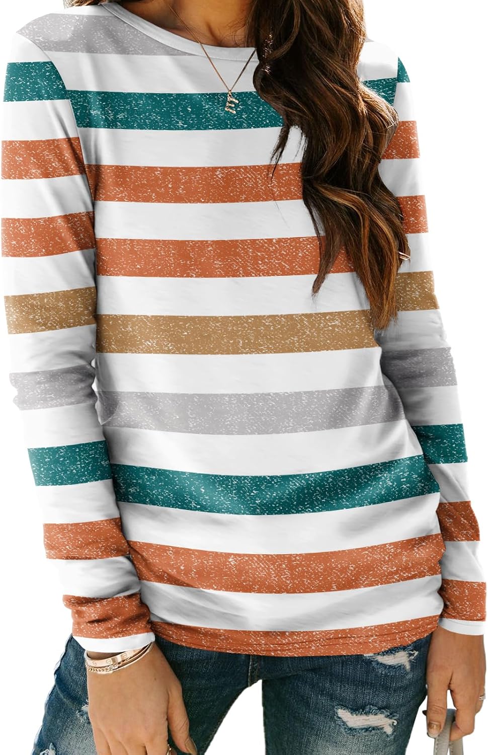 AUTOMET Women's Long Sleeve Crewneck Shirts Casual Basic Tops