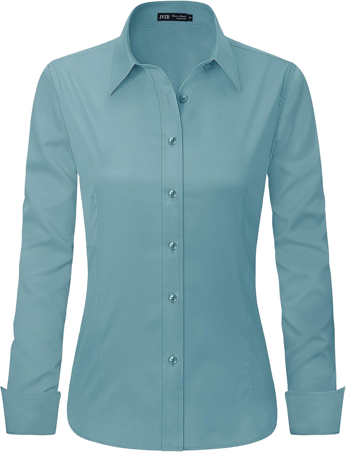 J.VER Womens Dress Shirts Long Sleeve Button Down Shirt Wrinkle-Free Business Casual Blouse Office Work Tops