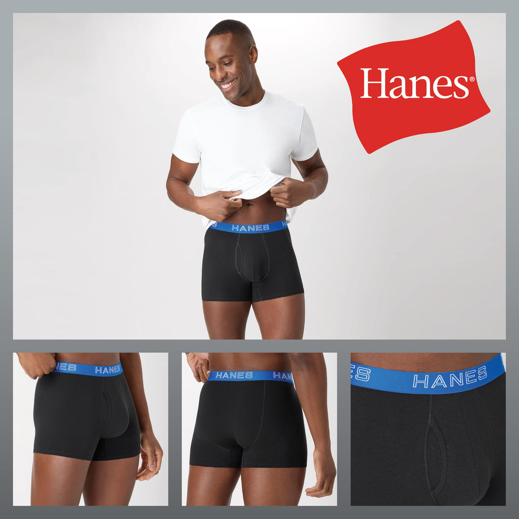 Hanes Men's Boxer Brief Underwear Pack, Stretch Cotton Boxer Briefs for Men, Moisture-wicking, 6-pack
