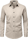 Men’s Wrinkle Free Dress Shirts Regular Fit Long Sleeve Non Iron Business Casual Wedding Stretch Button Down Shirt
