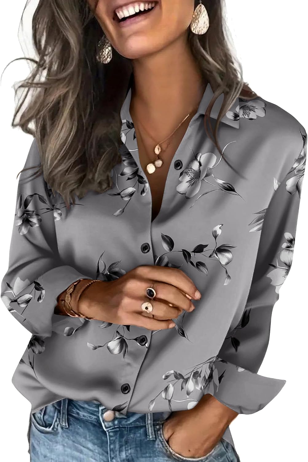 Zeagoo Satin Blouses for Women Silk Button Down Shirts Long Sleeve Tops