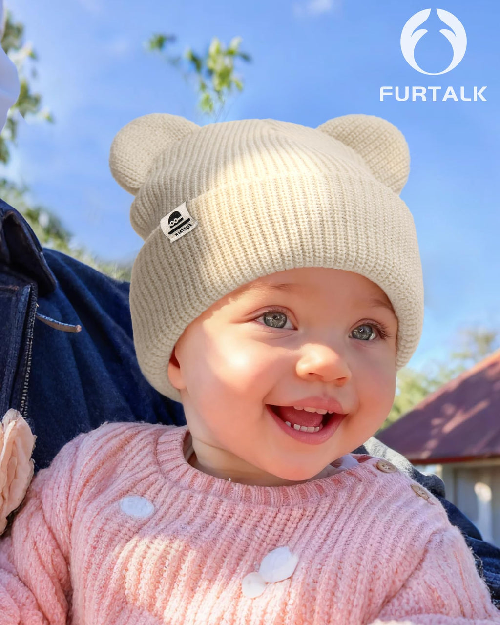 FURTALK Baby Beanie with Bear Ear Warm Knit Winter Hat for Infant Toddlers