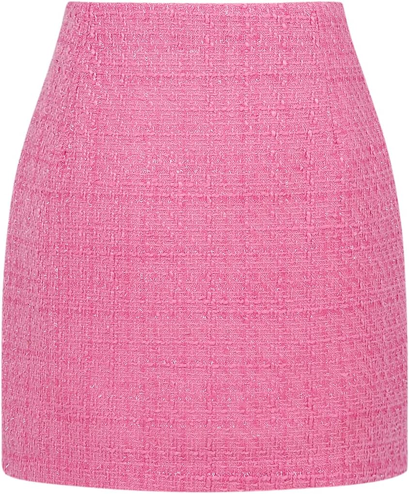 IDEALSANXUN Womens High Waist Plaid Skirt Bodycon Pencil Wool Mini Skirts