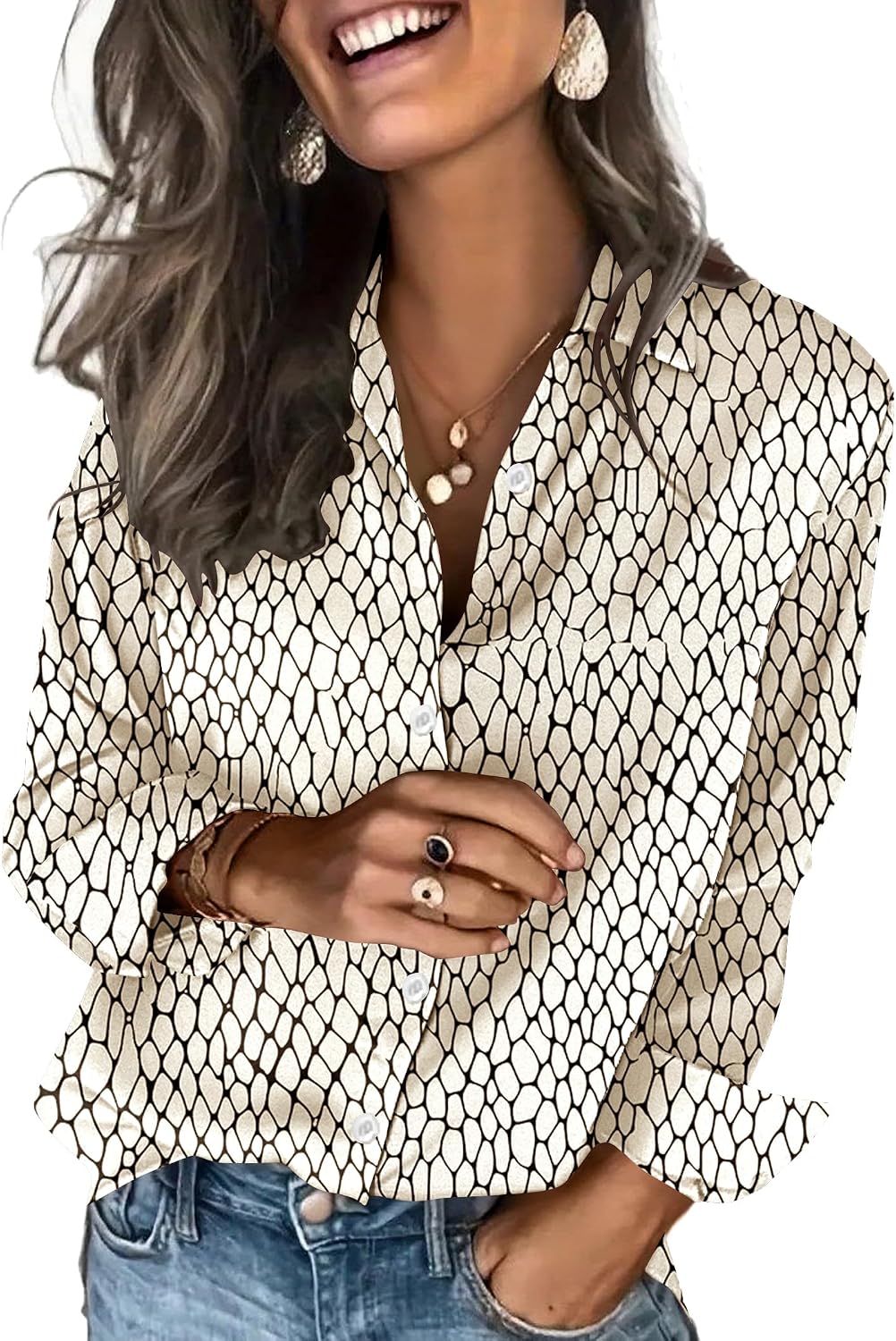 Zeagoo Satin Blouses for Women Silk Button Down Shirts Long Sleeve Tops