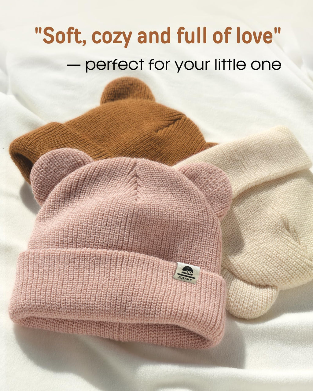 FURTALK Baby Beanie with Bear Ear Warm Knit Winter Hat for Infant Toddlers