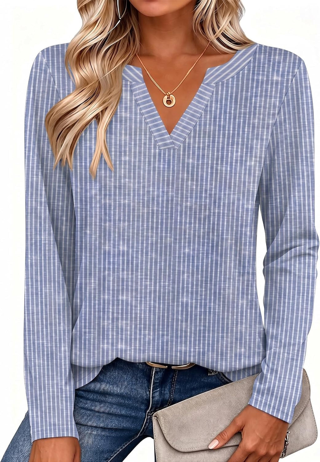 Zeagoo Womens Tops Long Sleeve V Neck Tee Shirts Cute Dressy Casual