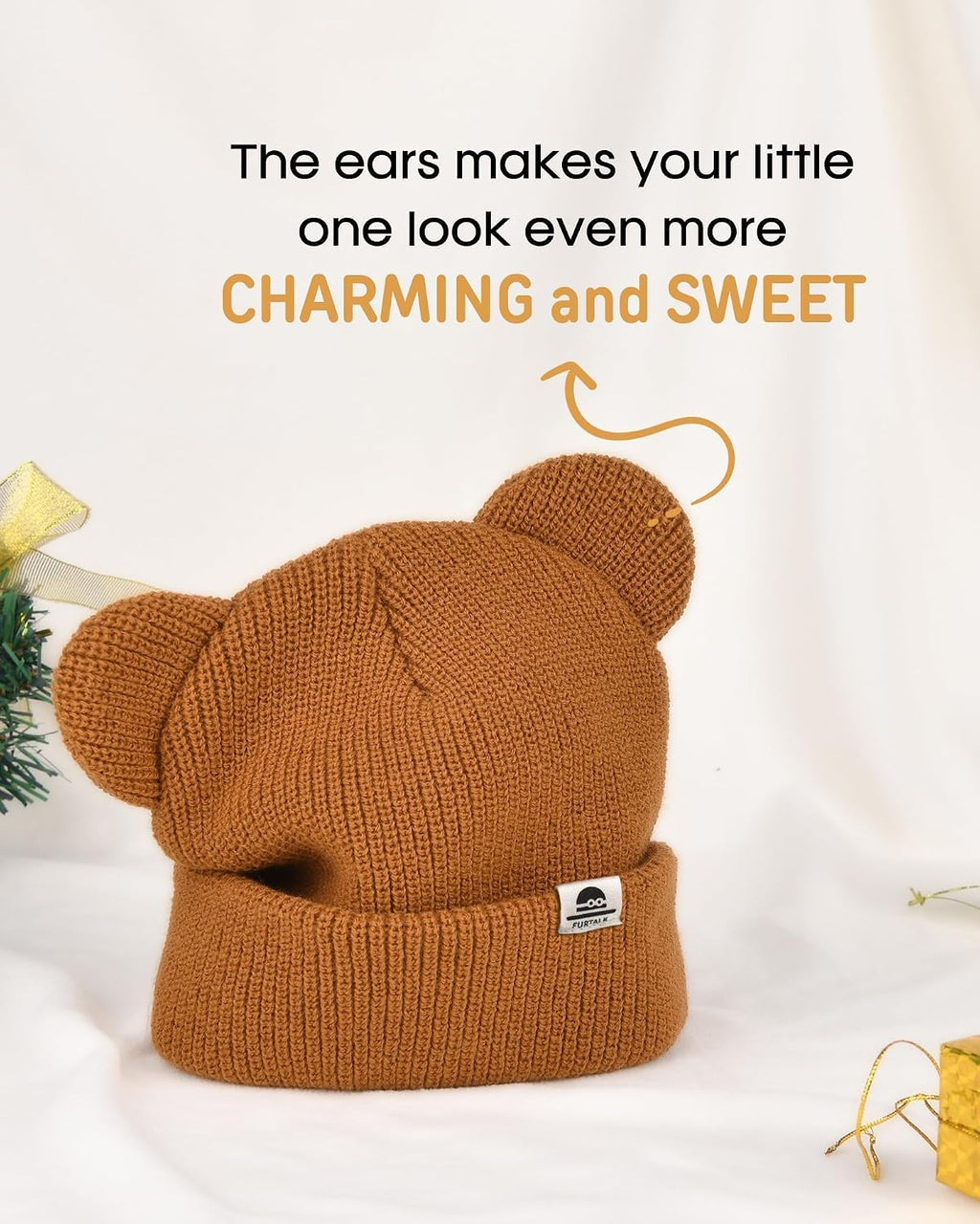 FURTALK Baby Beanie with Bear Ear Warm Knit Winter Hat for Infant Toddlers