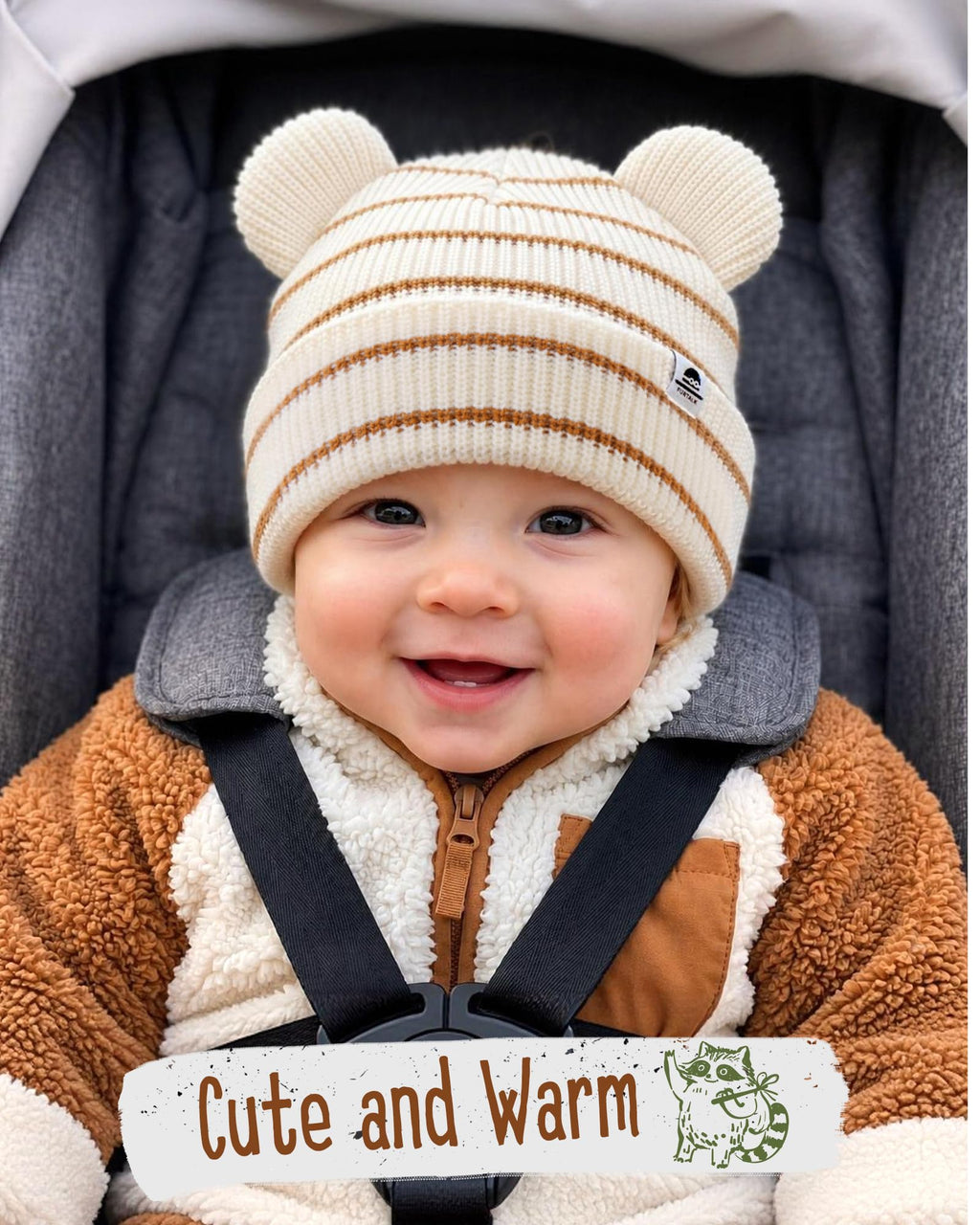 FURTALK Baby Beanie with Bear Ear Warm Knit Winter Hat for Infant Toddlers