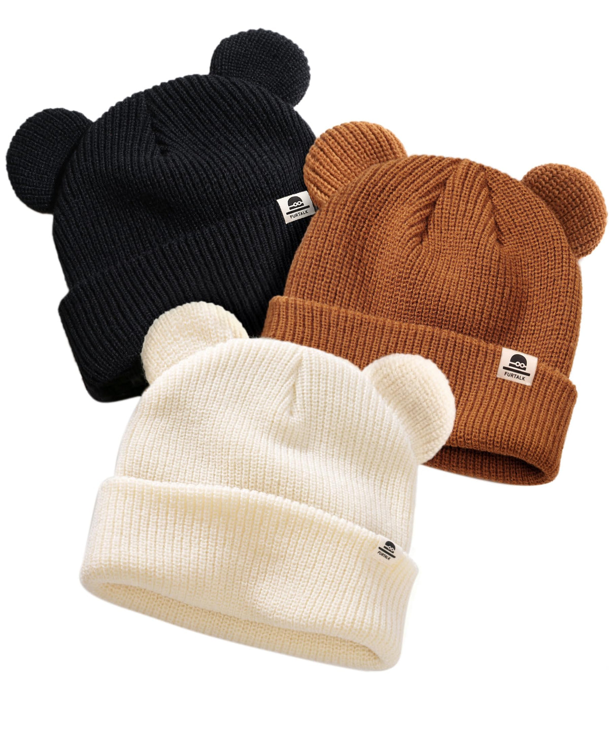 FURTALK Baby Beanie with Bear Ear Warm Knit Winter Hat for Infant Toddlers