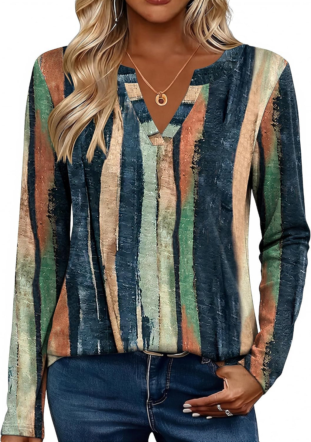 Zeagoo Womens Tops Long Sleeve V Neck Tee Shirts Cute Dressy Casual