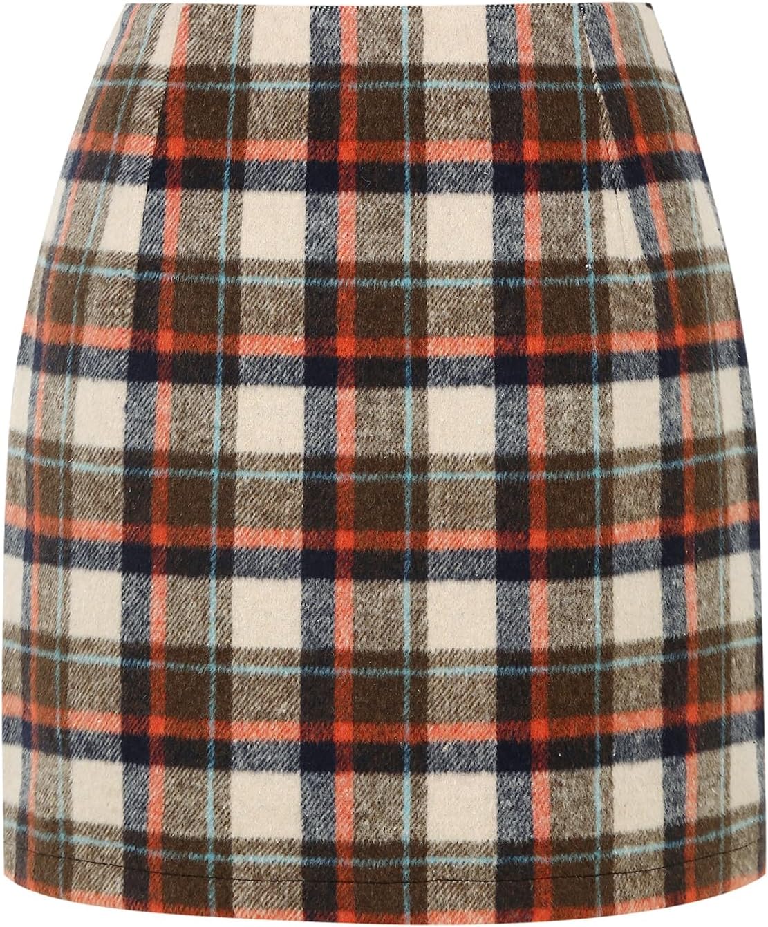IDEALSANXUN Womens High Waist Plaid Skirt Bodycon Pencil Wool Mini Skirts