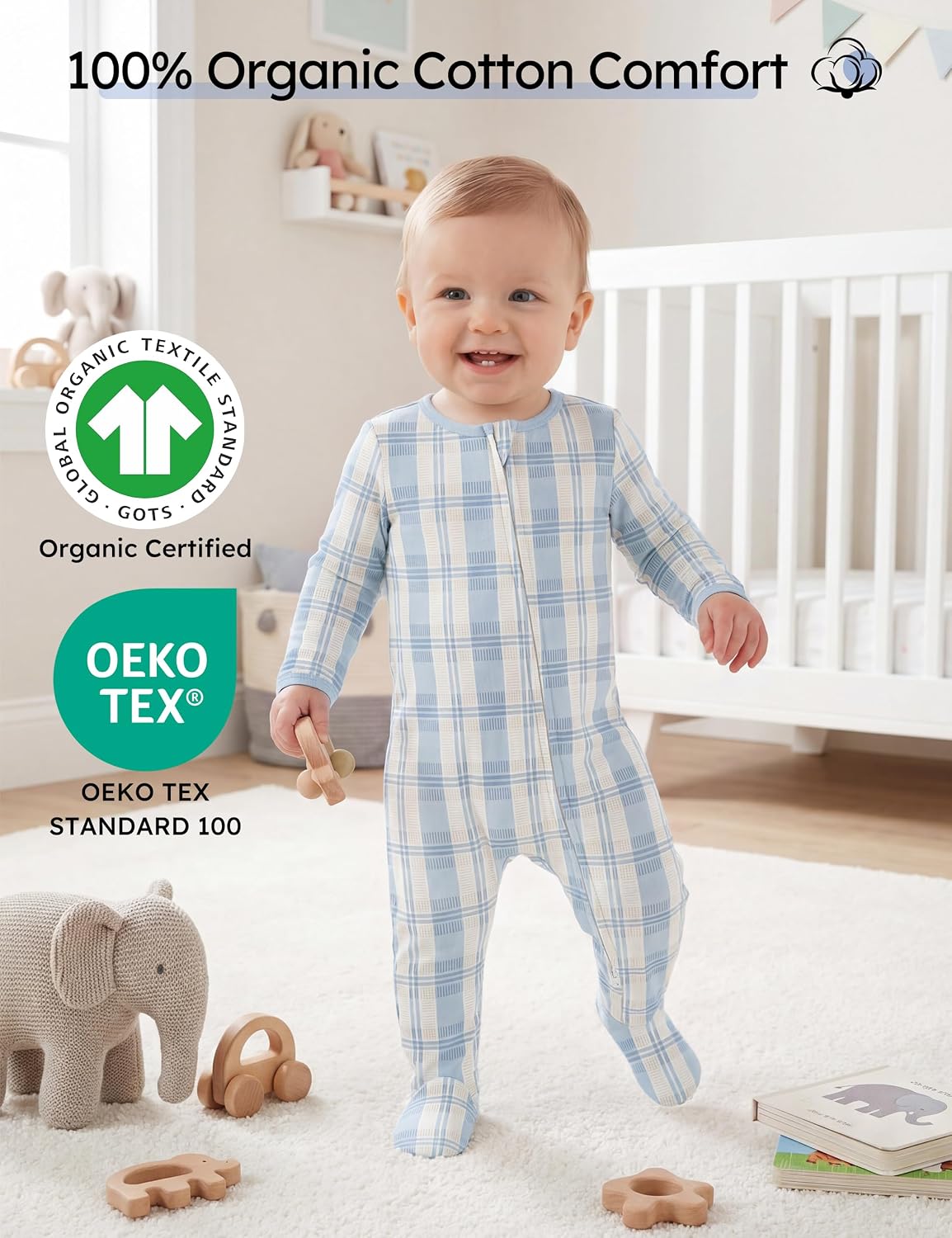 Yoofoss Baby Pajamas 100% Organic Cotton Newborn Sleepers Boy Girl Clothes