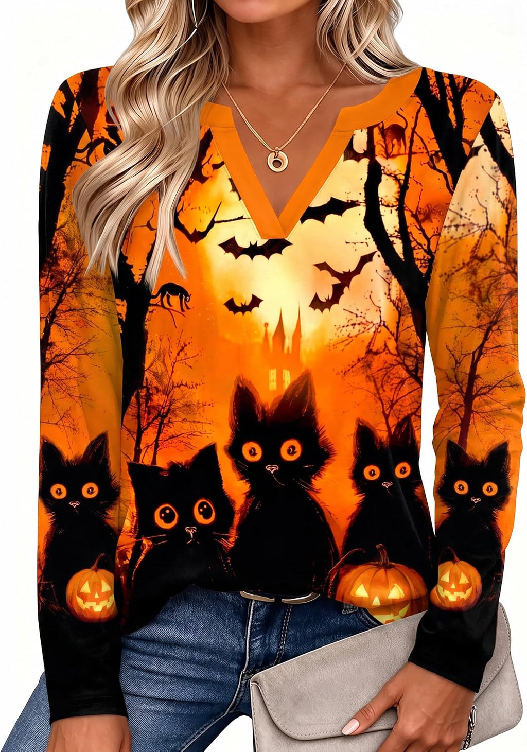 Zeagoo Womens Tops Long Sleeve V Neck Tee Shirts Cute Dressy Casual