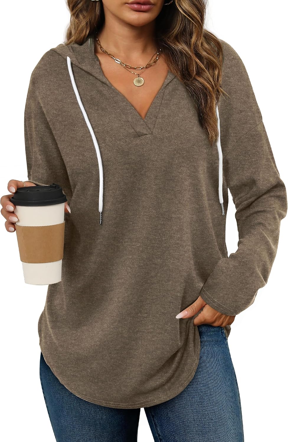 Bofell Womens Fashion Tops Hoodies for Women Pullover Oversized Sweatshirts Long SLeeve Shirts Loose Fit