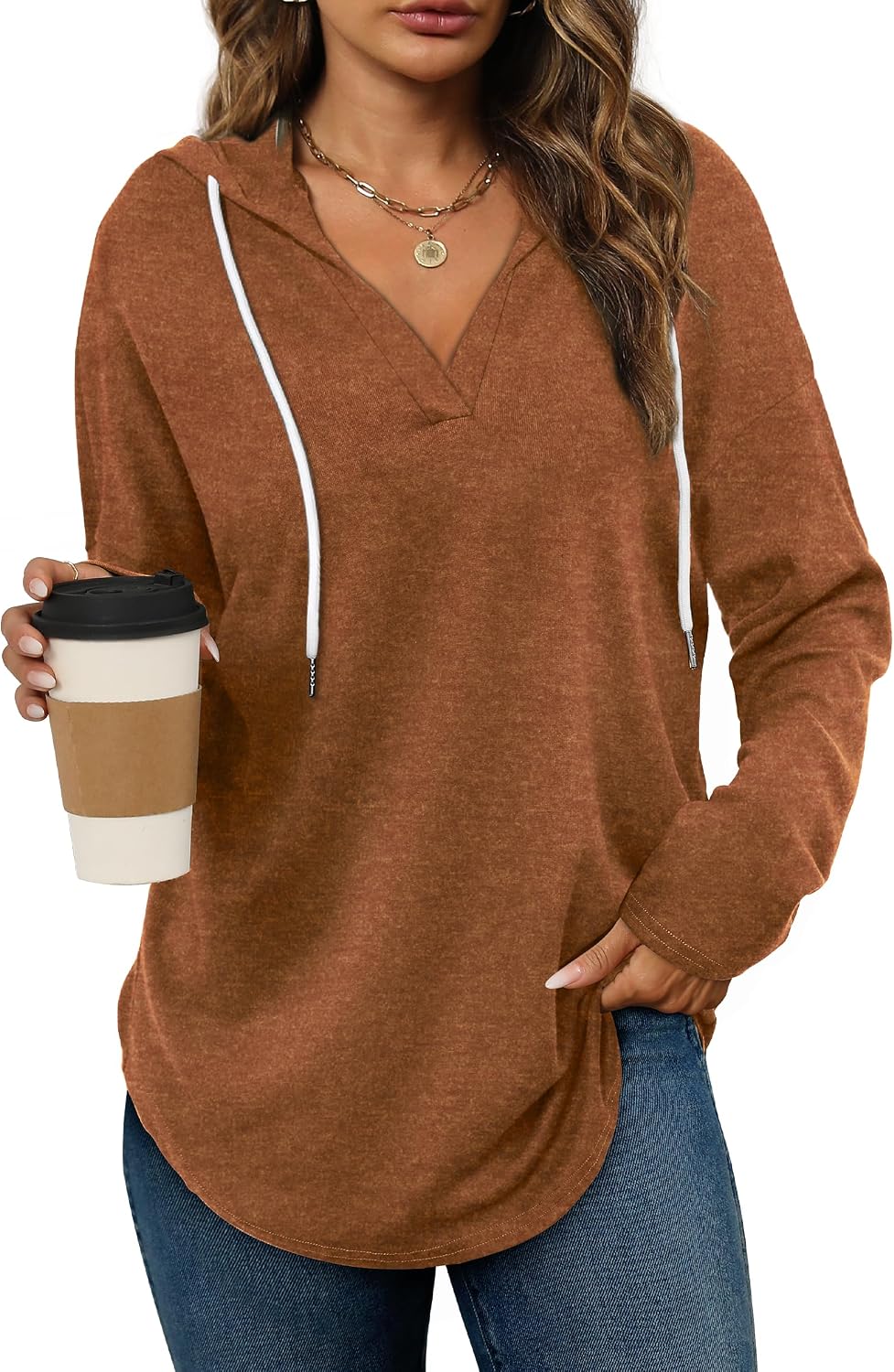 Bofell Womens Fashion Tops Hoodies for Women Pullover Oversized Sweatshirts Long SLeeve Shirts Loose Fit