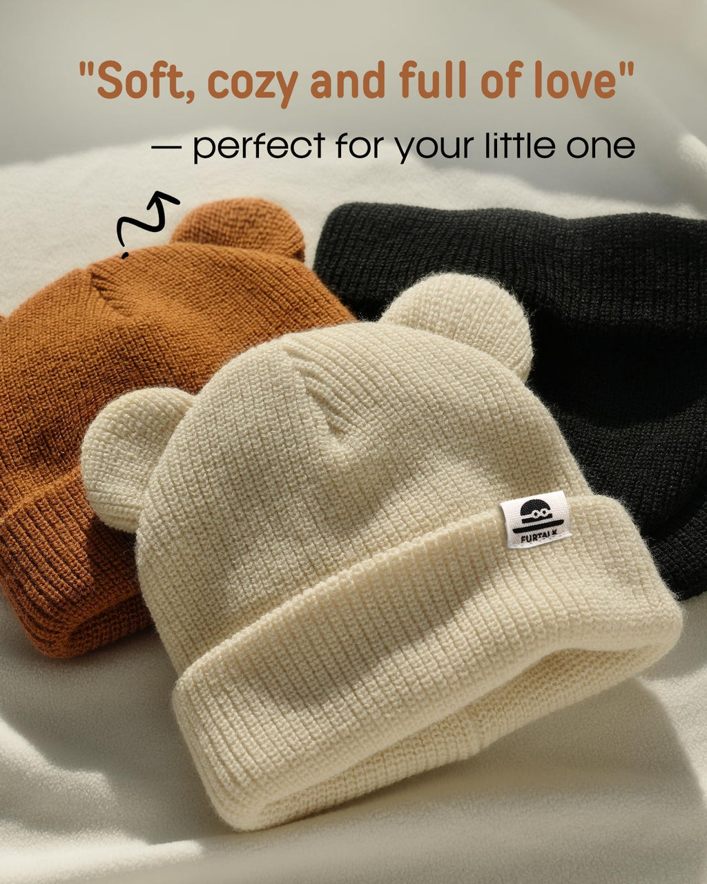 FURTALK Baby Beanie with Bear Ear Warm Knit Winter Hat for Infant Toddlers