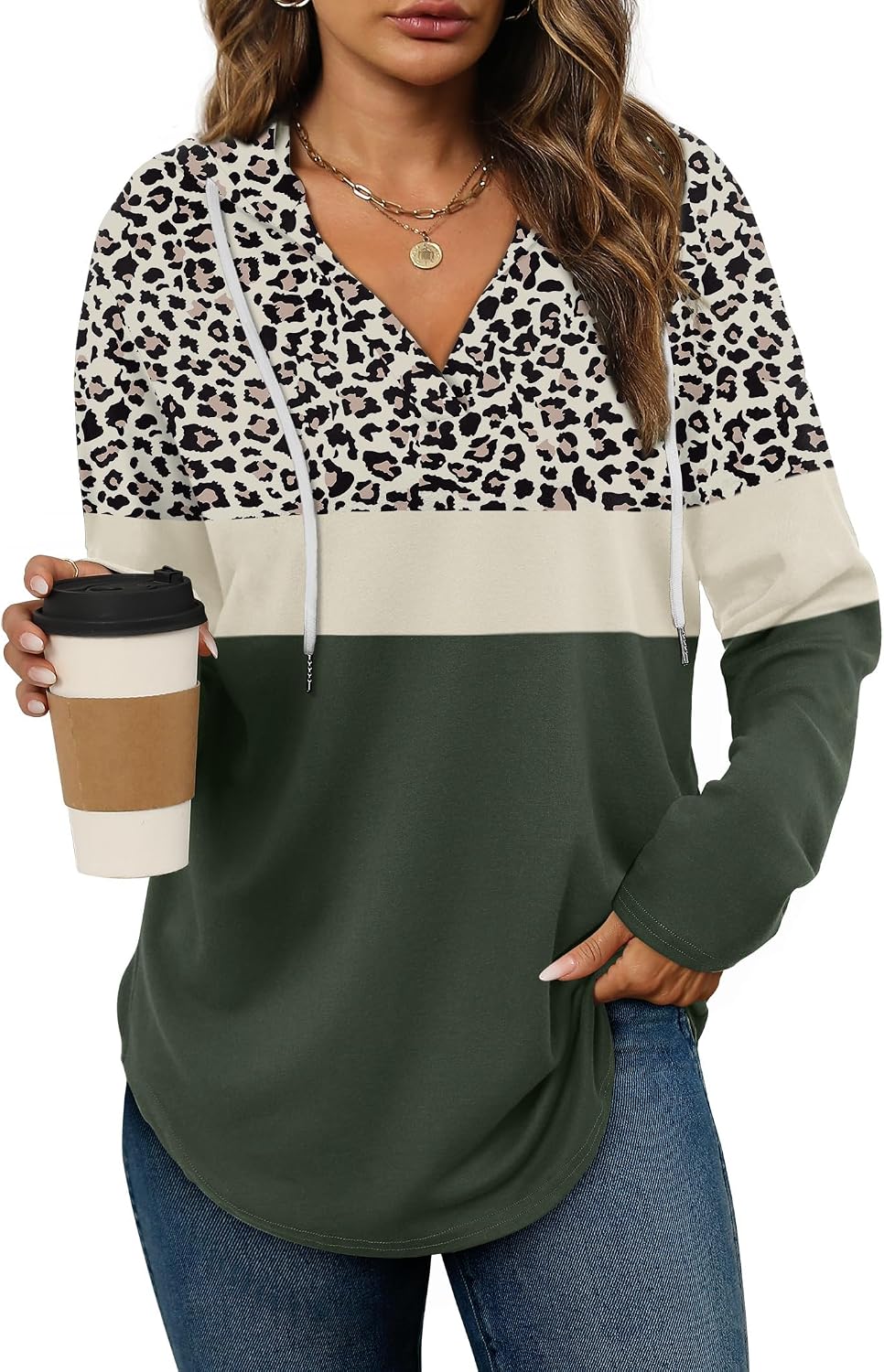Bofell Womens Fashion Tops Hoodies for Women Pullover Oversized Sweatshirts Long SLeeve Shirts Loose Fit