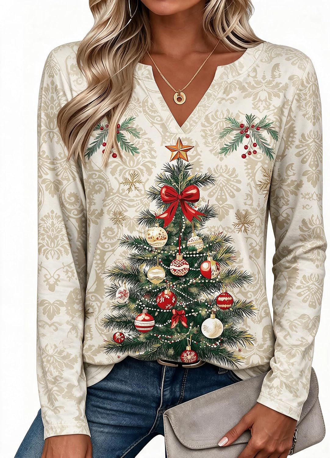 Zeagoo Womens Tops Long Sleeve V Neck Tee Shirts Cute Dressy Casual