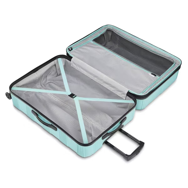 American Tourister NXT Hardside Large Checked Spinner Suitcase - 8-Wheel ABS, Retractable Handle