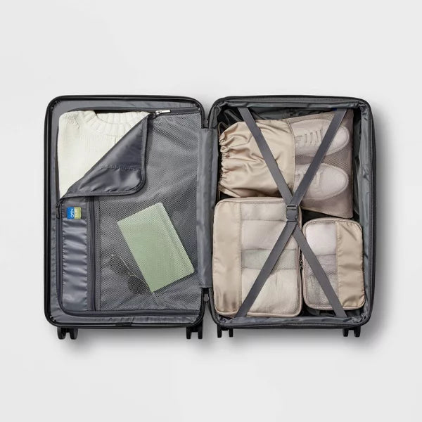 Hardside Medium Checked Spinner Wheels Suitcase - Open Story