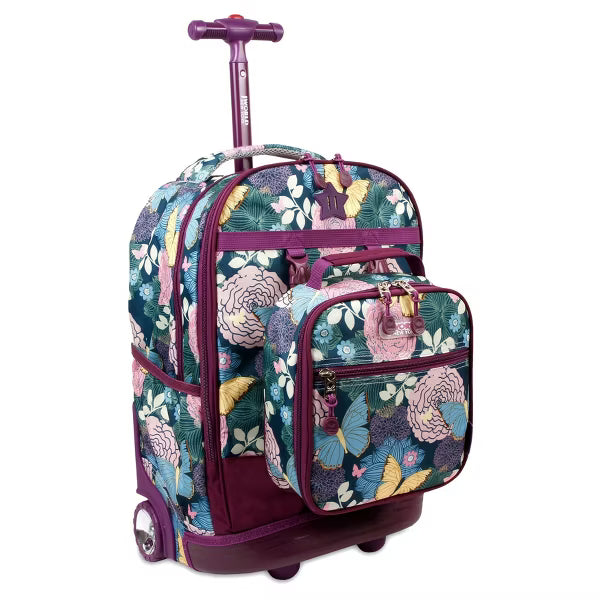 J World Duo 18" Rolling Backpack and Lunch Bag - Secret Garden
