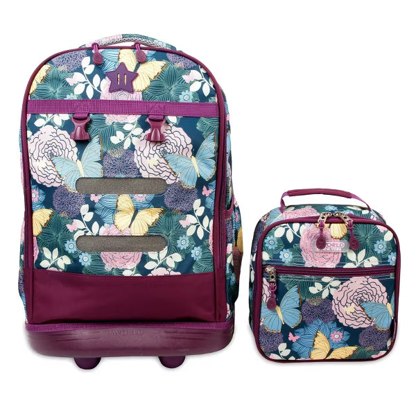 J World Duo 18" Rolling Backpack and Lunch Bag - Secret Garden