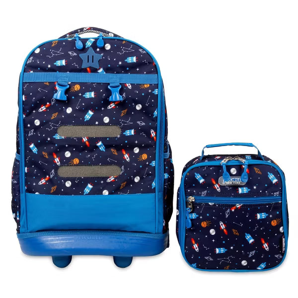 J World Duo 18" Rolling Backpack and Lunch Bag - Spaceship