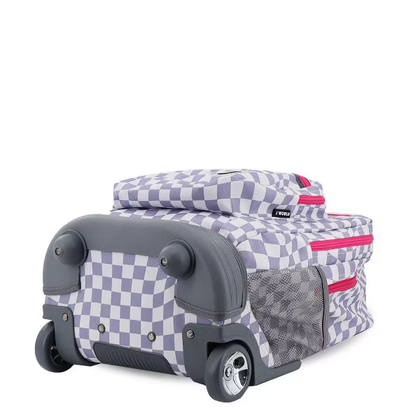 JWorld Sundance 20" Laptop Rolling Backpack - Lavender Checkers