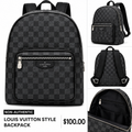 Black Checkered Designer-Inspired Backpack