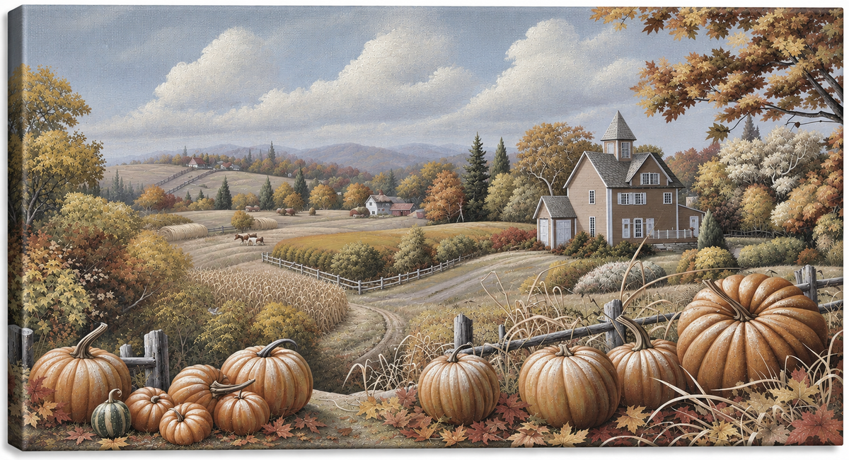 Autumn at the Homestead – 40" x 20" Canvas Wall Art