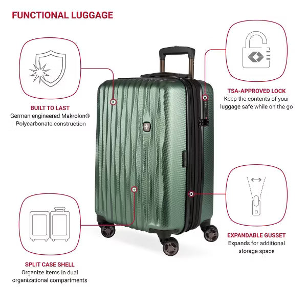 SWISSGEAR Energie Hardside Carry On Spinner Wheels Suitcase - Green