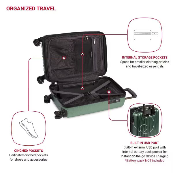 SWISSGEAR Energie Hardside Carry On Spinner Wheels Suitcase - Green