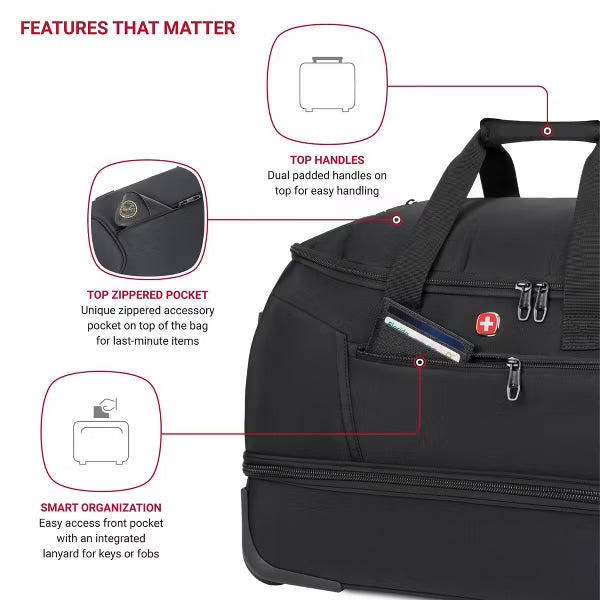 SWISSGEAR Zurich Wheeled 48L Duffel Bag - Black